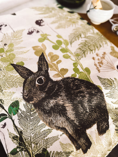 ECO Tea Towel Enchanted Outback Bunny Design.