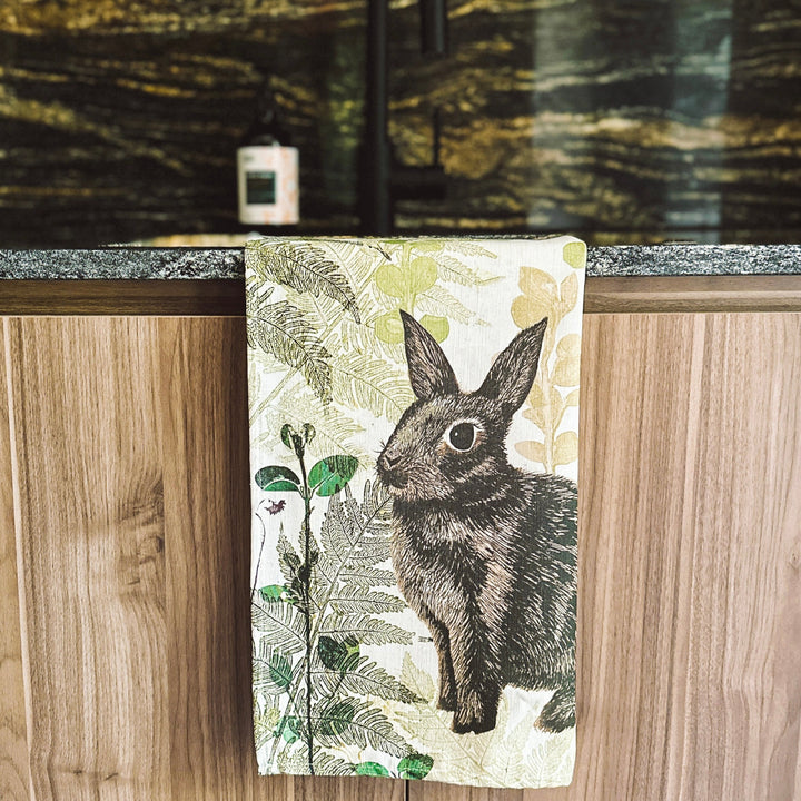 ECO Tea Towel Enchanted Outback Bunny Design.