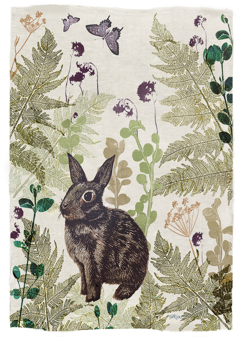 ECO Tea Towel Enchanted Outback Bunny Design.