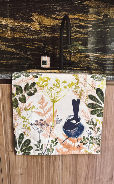 ECO Tea Towel Splendid Fairy-Wren Design.
