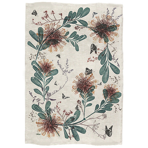 ECO Tea Towel Butterflies & Banksia Design.