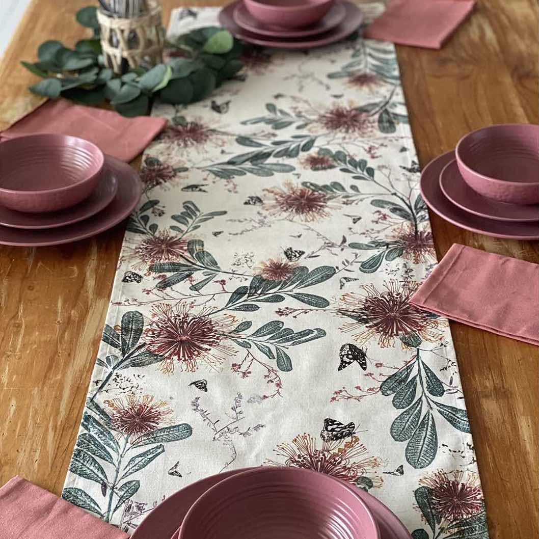 Butterflies & Banksia ECO Table Runner: Bring the Outdoors into your Home (42cm x 160cm)