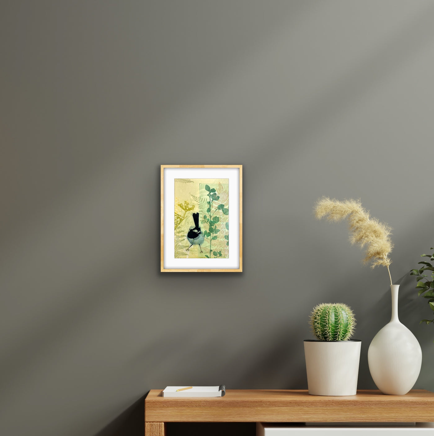Original ARTWORK Fairy wren in the Summer light 28 x 37 (FRAMED)
