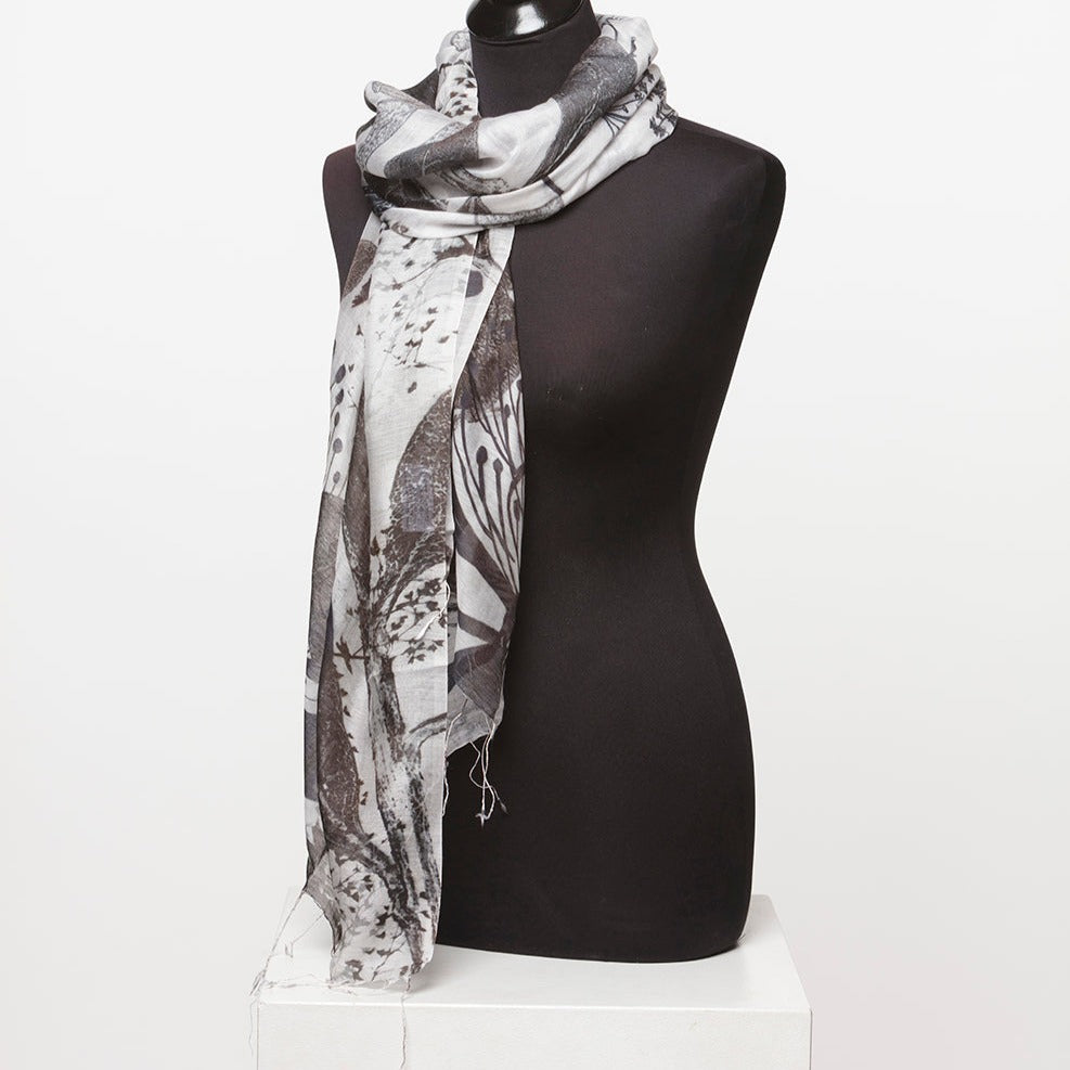 Kingfisher silk and modal designer scarf by artist Trudy Rice